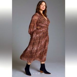 🐆 Midi Dress with Long Sleeves & Side Cutouts - Ranna Gill from Anthropologie